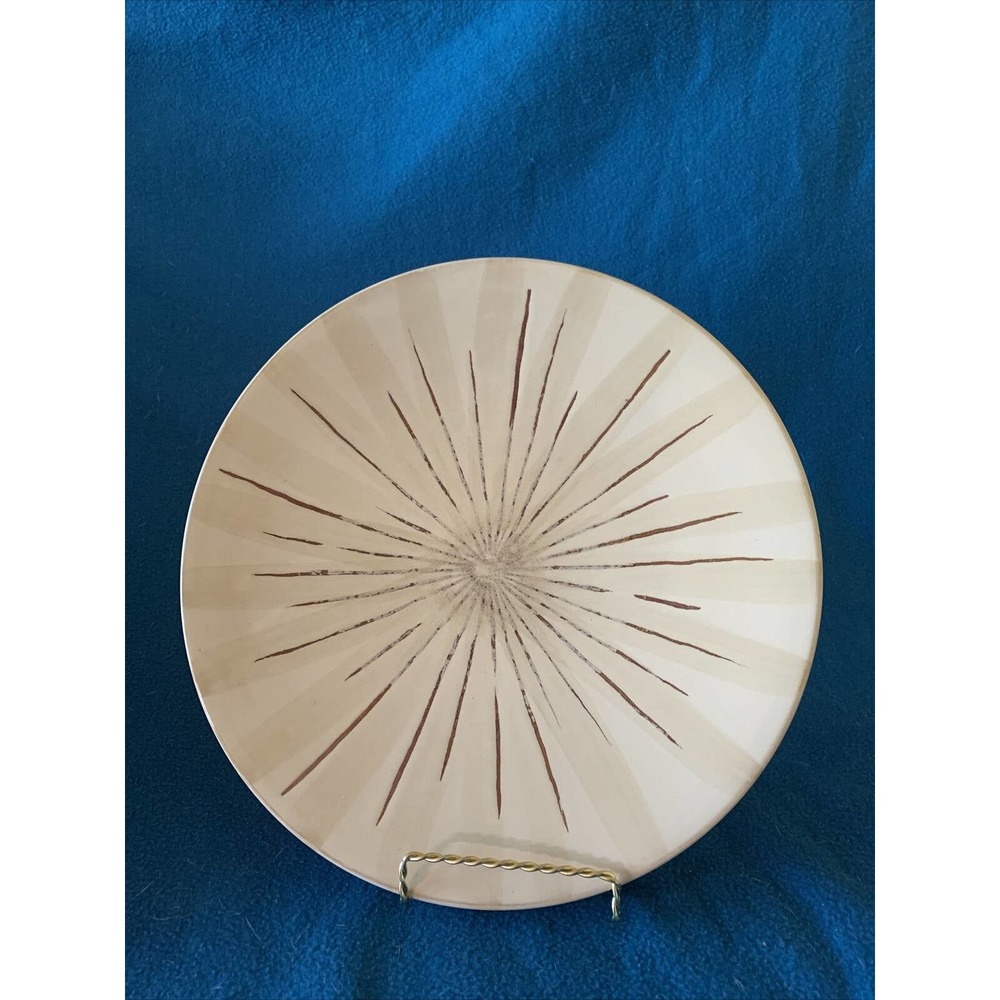 PIER ONE 1 Sanctuary Stoneware 11.5” Dinner Plate Brown Starburst Pattern